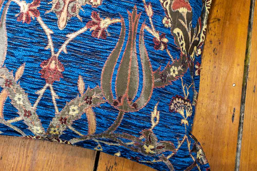 Small Blue Ottoman Turkish Tulip Cushion Cover 44x44cm